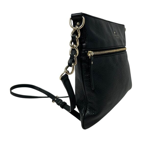 Kate Spade Black Purse Leather Crossbody Jackson Street Melisse Chain Striped - Picture 8 of 16